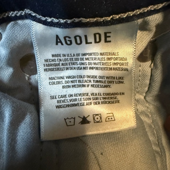 AGOLDE Sophie Skinny Crop Jeans In Claremont Raw Hem Blue Size 25 Made In USA - Picture 12 of 15